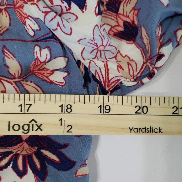 OLD NAVY Romper Floral Blue Small Cinch Waist Long Sleeves Beach Boho Festival - Picture 11 of 12